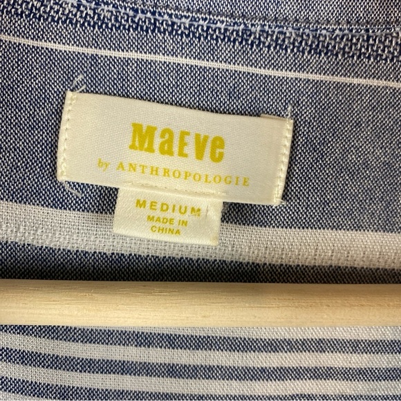 Anthropologie Maeve Blue Chatham Striped Button Down Shirt Size Medium - Picture 8 of 9